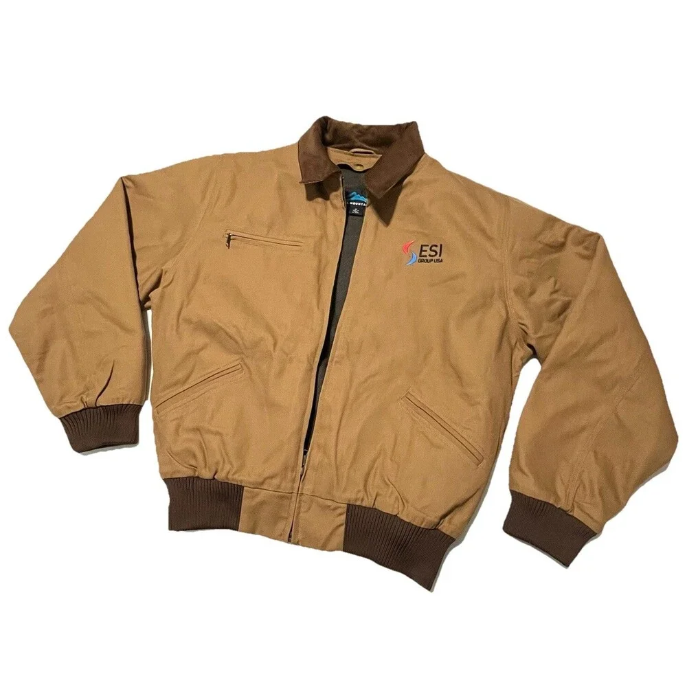 Tri Mountain Tan Canvas Detroit Corduroy Collar Removable Wool Liner Jacket- M